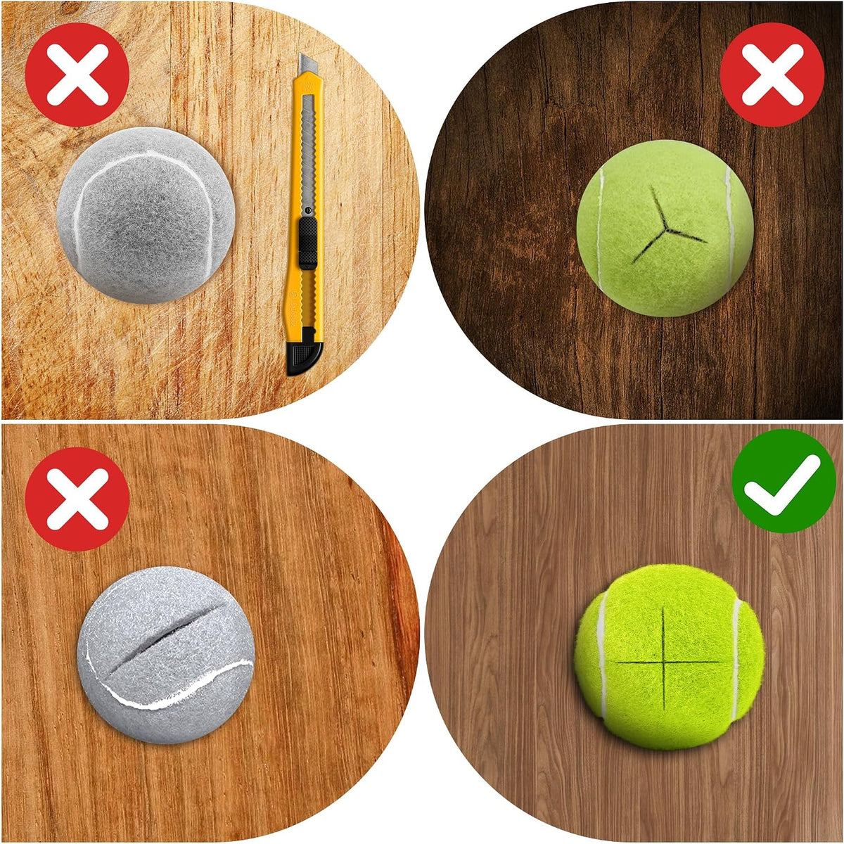 Pre-Cut Tennis Balls for Walkers, 4 Pack Walker Glide Ball Accessories | Heavy Duty Long Lasting Walker Accessories,Silent Gliding,Floor Protection,Easy to Install,Fits Furniture & Walker Legs