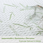 Mattress Protector 150 x 190/200 Waterproof Bamboo Viscose – Height 30 cm – Soft, Breathable, Anti-Allergy and Anti-Dust Mite – Quiet, Easy to Wash, Elastic Fit