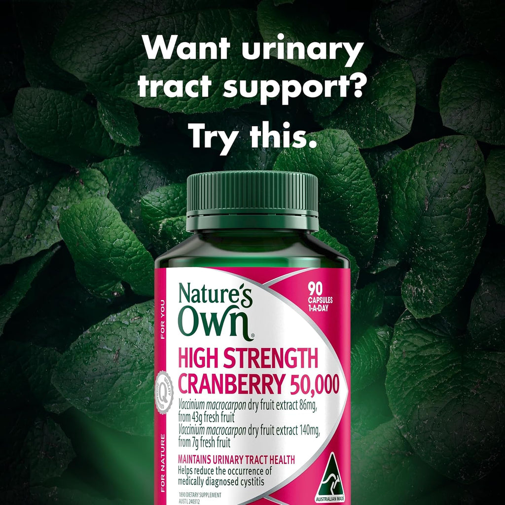 Nature's Own High Strength Cranberry 50,000 Capsules 90 - Maintains Urinary Tract & Kidney Health - Antioxidant