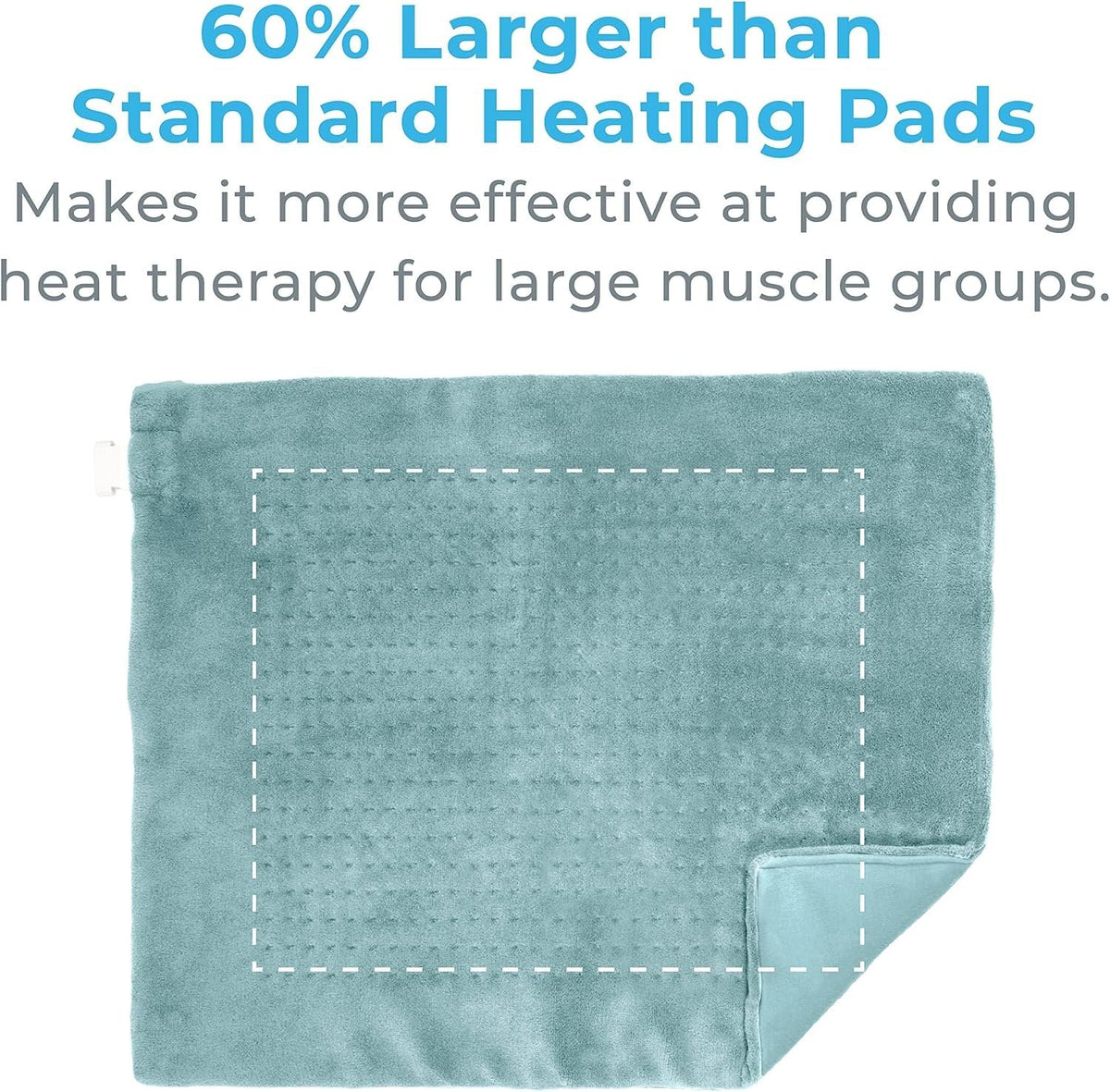 Pure Enrichment PureRelief Ultra-Wide Microplush Heating Pad - 20” x 24” XXL Size & 6 Heat Settings for Temporary Neck, Shoulder & Back Pain Relief - Moist Heat Option & Machine Washable (Sea Glass)