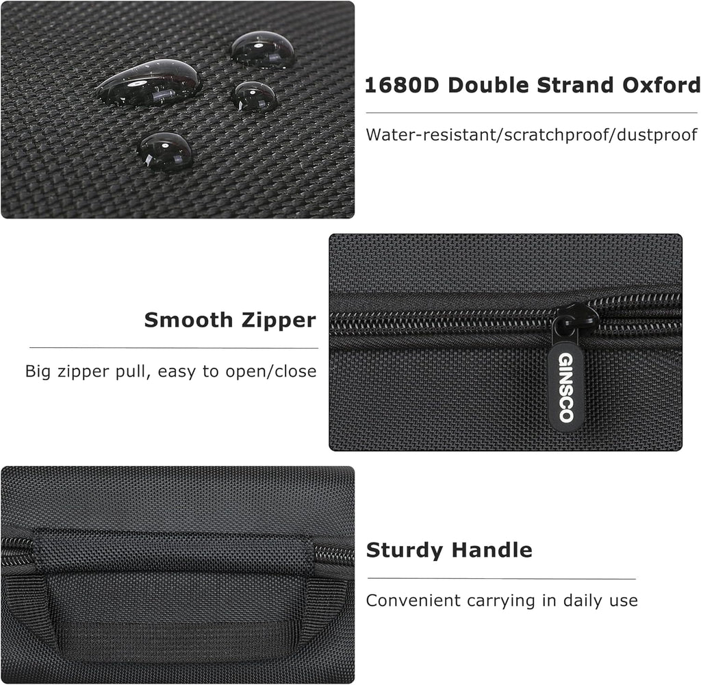 Ginsco Compact Hard Shell Case for Blood Pressure Monitor, Compatible with Omron Bronze/iHealth/Oklar, Portable Carrying Travel Case with Handle, Mesh Pocket for Cuff/Batteries/Charger (Black, M)