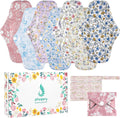 Reusable Menstrual Pads, Cloth Pads for Heavy Flow with Wet Bag, Large Sanitary Pads Set with Wings for Women, Washable Overnight Cloth Panty Pad Liners (Style c)