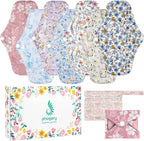 Reusable Menstrual Pads, Cloth Pads for Heavy Flow with Wet Bag, Large Sanitary Pads Set with Wings for Women, Washable Overnight Cloth Panty Pad Liners (Style c)