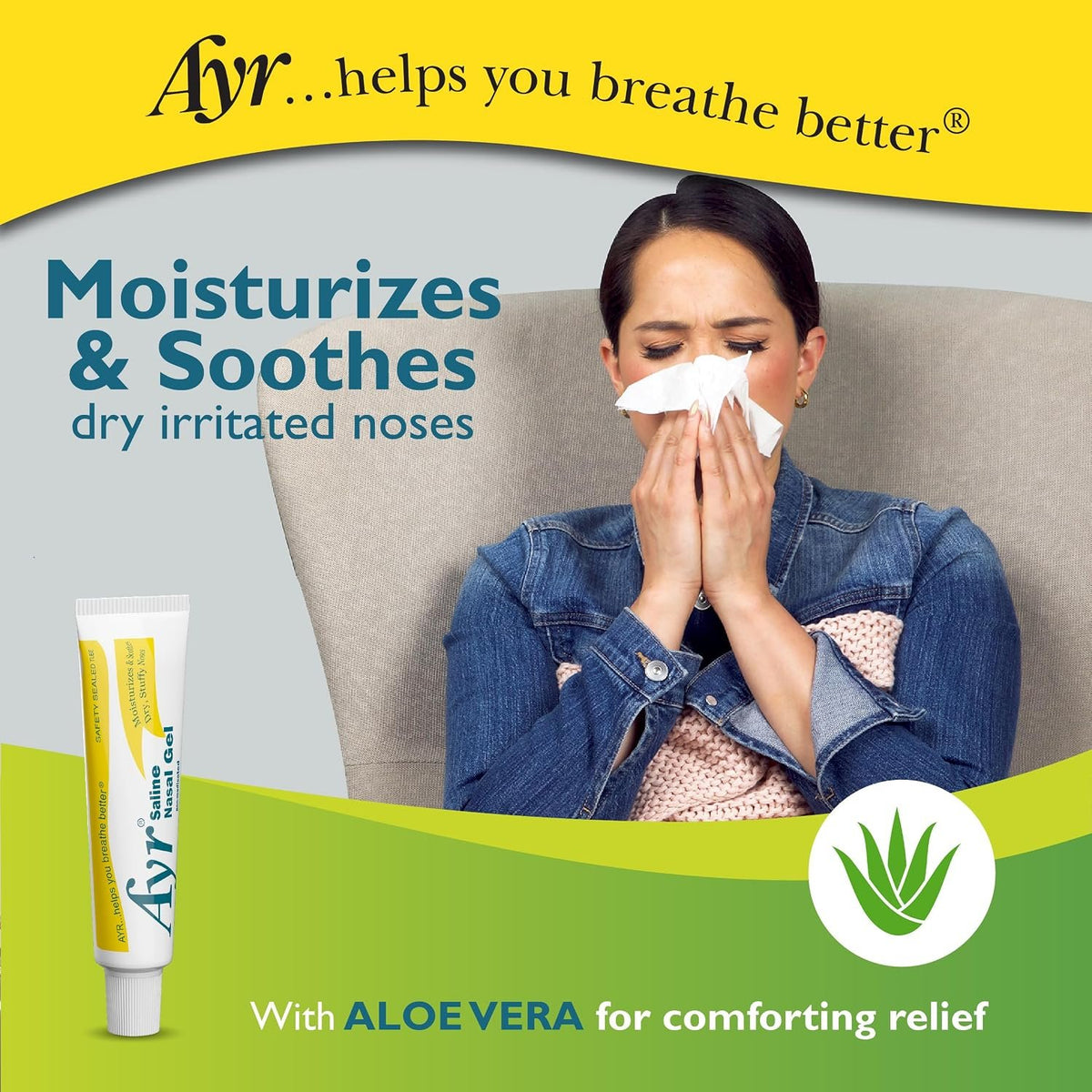 Ayr Saline Nasal Gel, With Soothing Aloe, 0.5 Ounce Tube (Pack of 1)