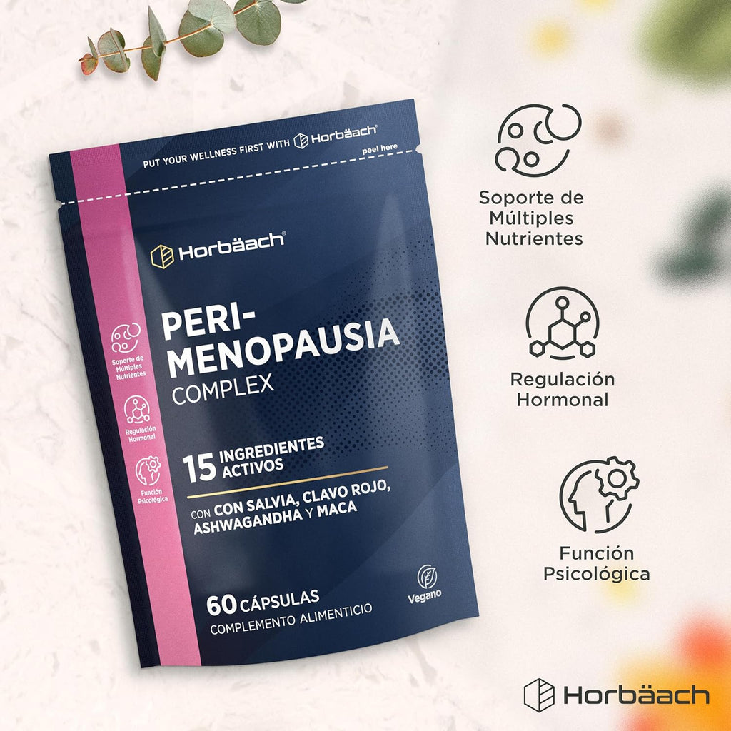 Perimenopause Supplement | with Maca, Red Clover, Sage Extract, Ashwagandha and more! | 60 Vegan Capsules | Horbaach