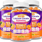 3 Packs Calcium Citrate Gummies 1200mg with Vitamin D3 K2 B12, 4-in-1 High Absorption Calcium Supplement for Women Men, Bone Teeth Muscle Support, Calcium Gummies for Adults,Sugar Free,Orange Flavor