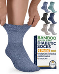 Pembrook® Bamboo Viscose Diabetic Socks for Women & Men - 6 Pairs Ankle Socks for Swollen Feet | Neuropathy Socks