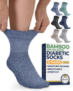 Pembrook® Bamboo Viscose Diabetic Socks for Women & Men - 6 Pairs Ankle Socks for Swollen Feet | Neuropathy Socks