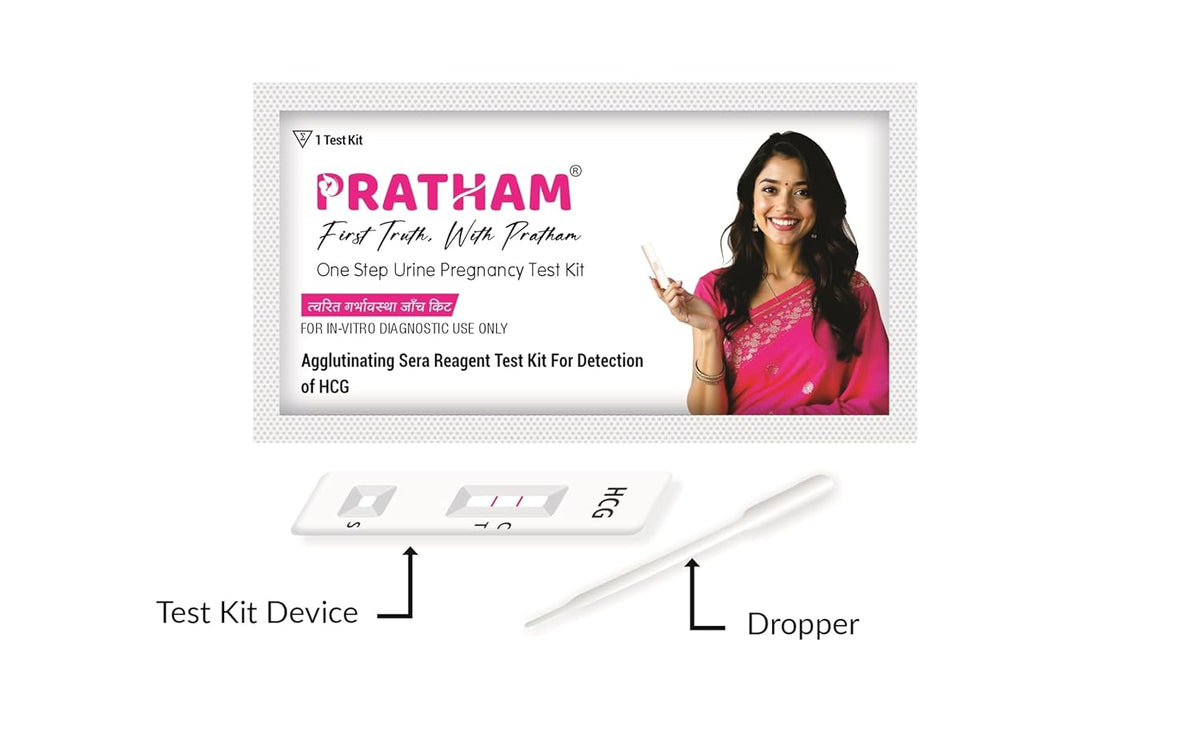 PRATHAM® Pregnancy Test Kit | Accurate Results within 5 Minutes | One Step Urine HCG Pregnancy Hormone Detection Kit for Women at Home | Pack of 1