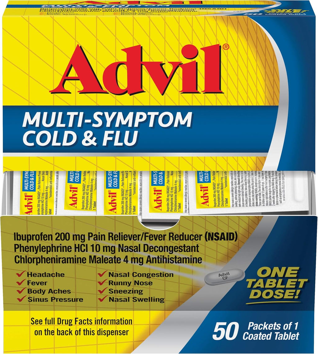 Advil Cold & Flu, Ibuprofen 200mg, Pain Relief, 50 Tablets
