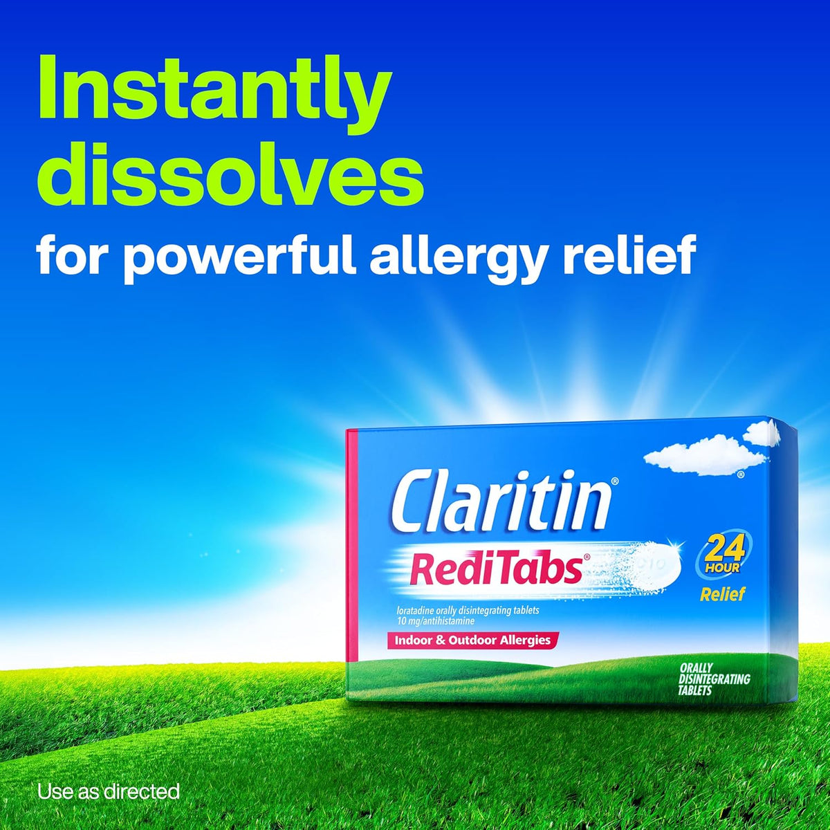 Claritin Non-Drowsy RediTabs Indoor & Outdoor Allergy Relief, Loratadine 10mg, 30 CT Tablets