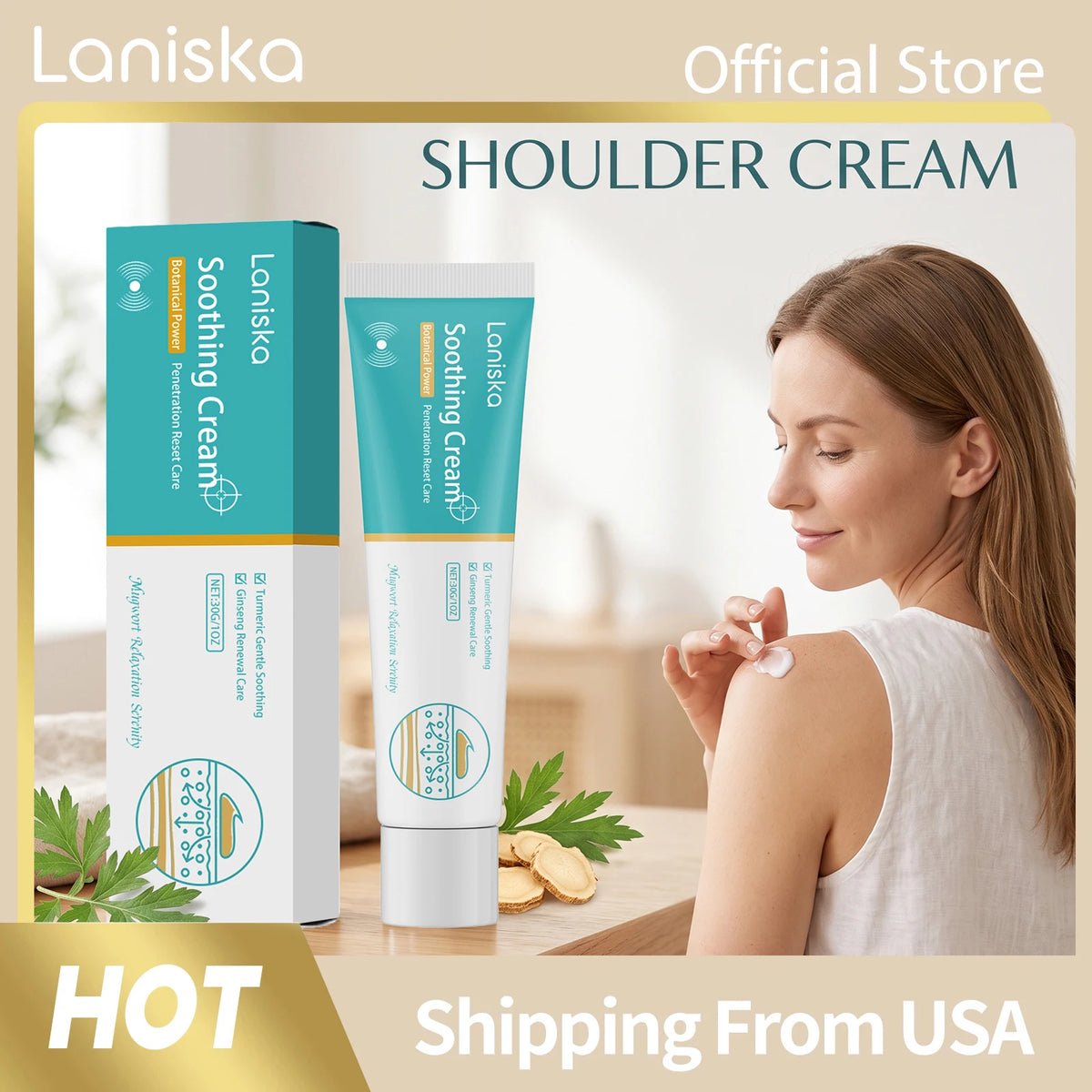 Laniska Shoulder Relief Cooling Herbal Non‑Greasy Body Cream