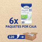 TENA Discreet Mini Ultra 6 x 20 - Our thinnest pads offer discreet and safe protection for minor urine leaks - 120 Individual Sachets - Monthly Pack. Ultra Thin.