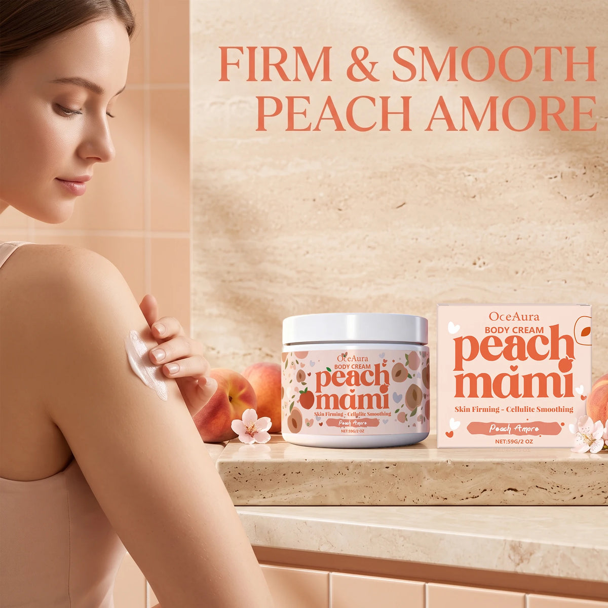 OceAura Peach Amore Body Cream — Light Moisturizing Scent