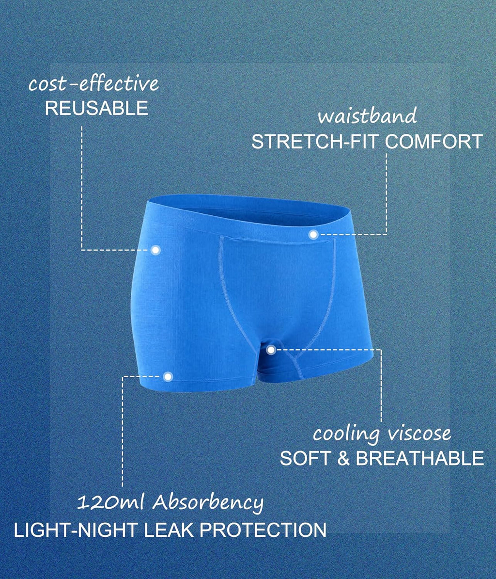 YESWEL Women's Incontinence Boyshort Underwear, 4 fl oz Multicolor 5 Pack (5, MulticolorA, Large)