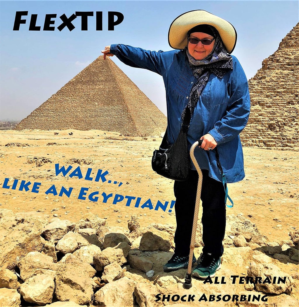 FlexTIP – Round Rubber Replacement Tip for Fashionable Walking Canes – Anti-Shock, Bending, All-Terrain Stability & Traction – Universal Attachment for 3/4” ID Walking Stick, Solid or Aluminum
