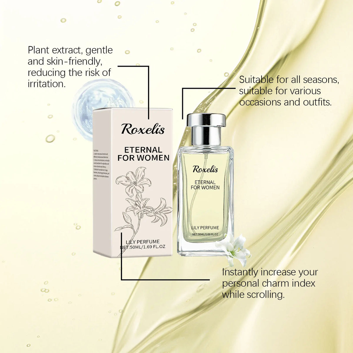 Roxelis Eternal Lily 50ml Floral Perfume Spray — Fresh & Light