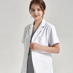 Unisex Lightweight Lab Coat — Short & Long Sleeve, Milk White/Blue