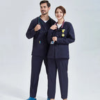 Cotton-Blend Snap-Front Warm-Up Scrub Jacket (Navy, Dark Blue)