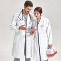 Unisex Lightweight Lab Coat — Short & Long Sleeve, Milk White/Blue