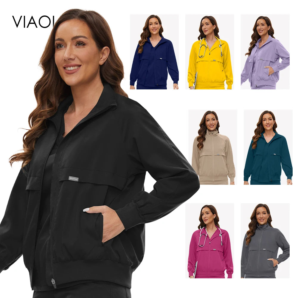 Unisex Long-Sleeve Lab Coat — Breathable Work Jacket