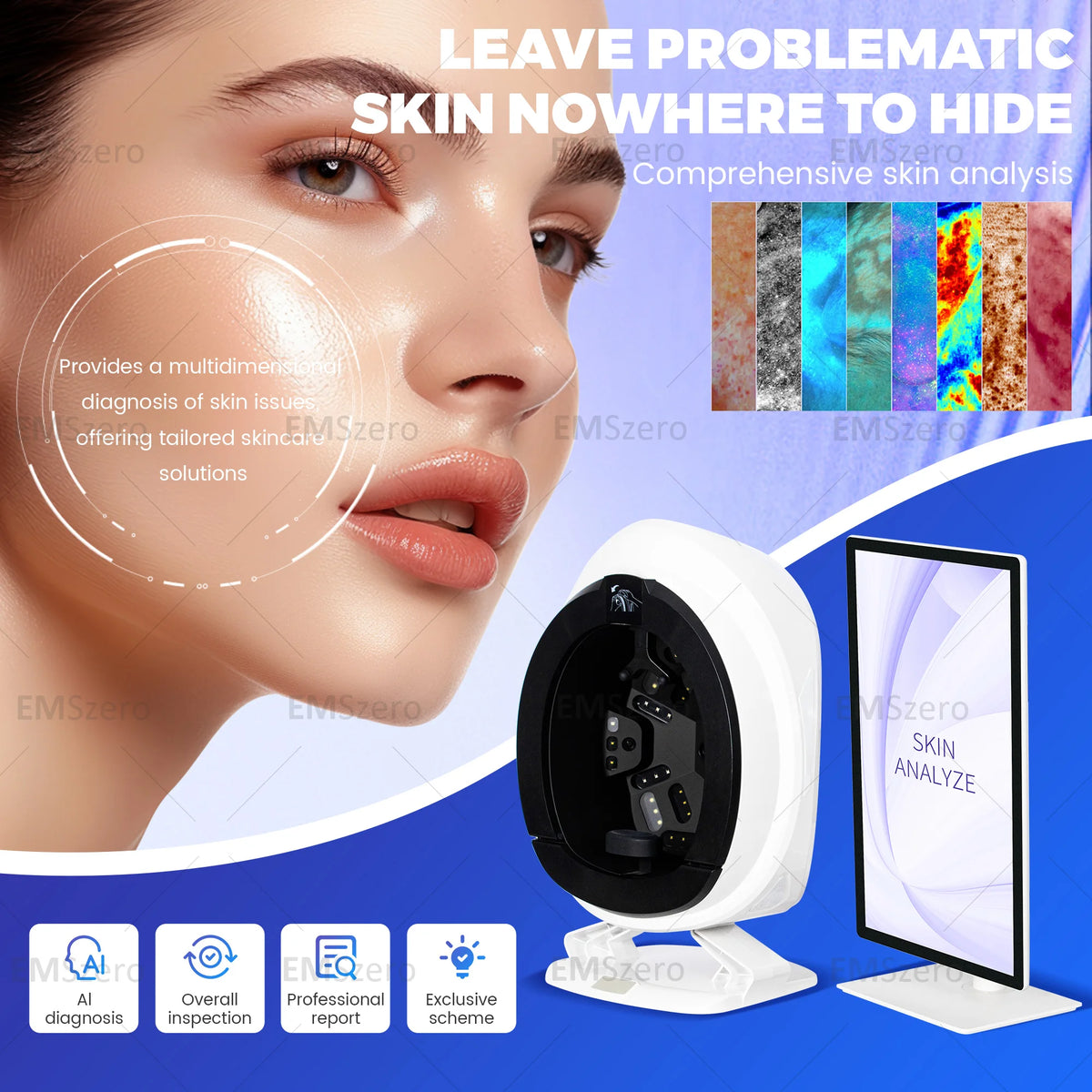 MYOSLIM 3D AISIA-Q2 Portable Skin Analyzer — Dual Voltage