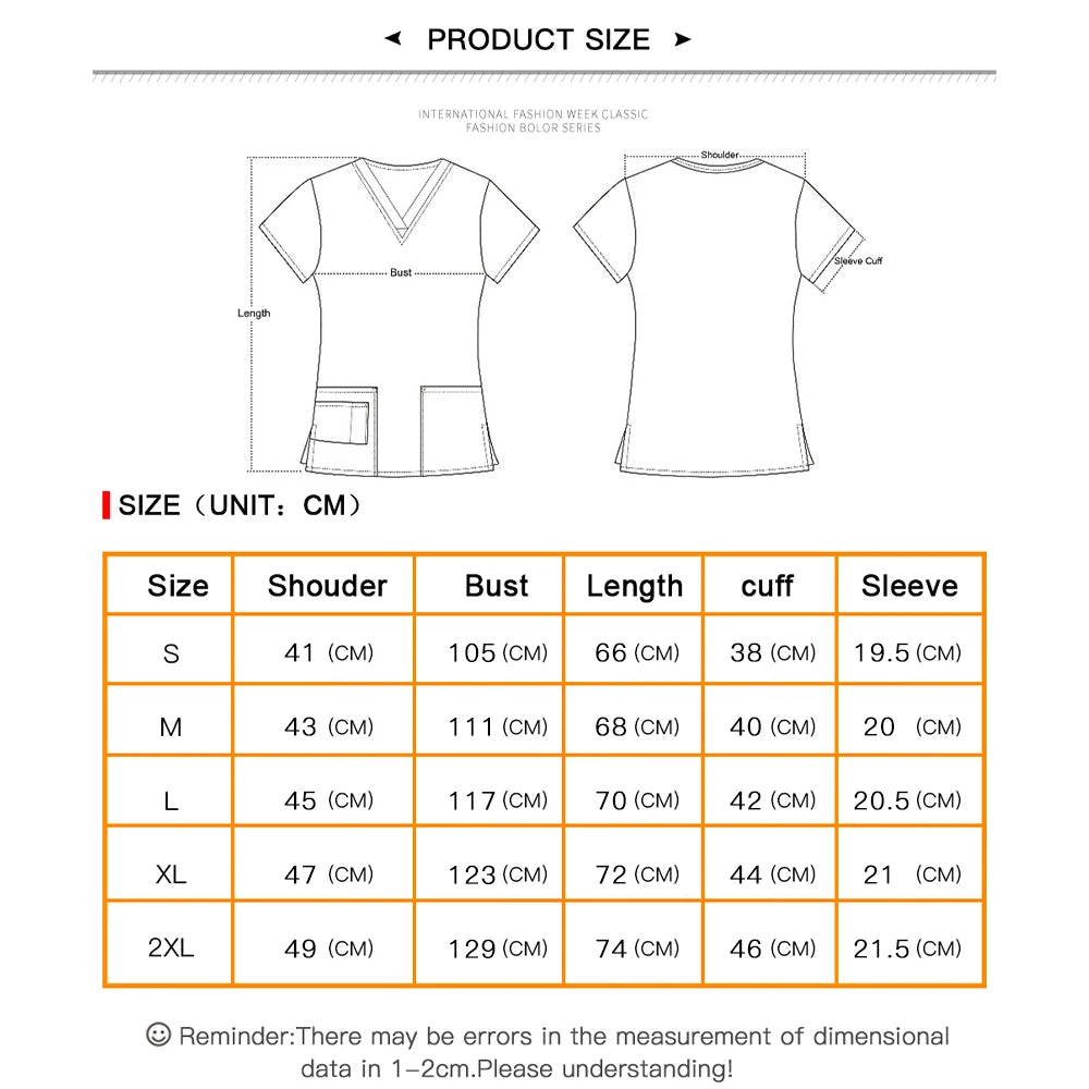 Unisex V‑Neck Short‑Sleeve Scrub Top with Pocket