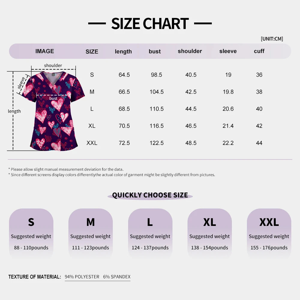 Printed Nursing Scrub Top — Women & Men (Unisex)