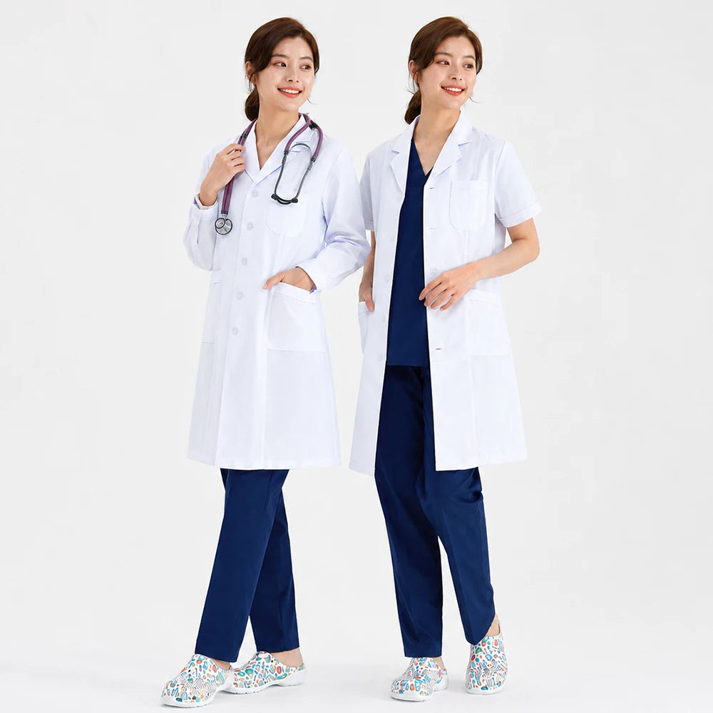 Women's White Polyester-Cotton Lab Coat for Clinic & Vet