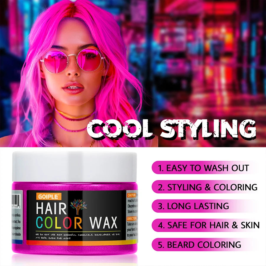 Washable Hair Color Wax — Temporary Mud Cream for Hair, Beard & Brows