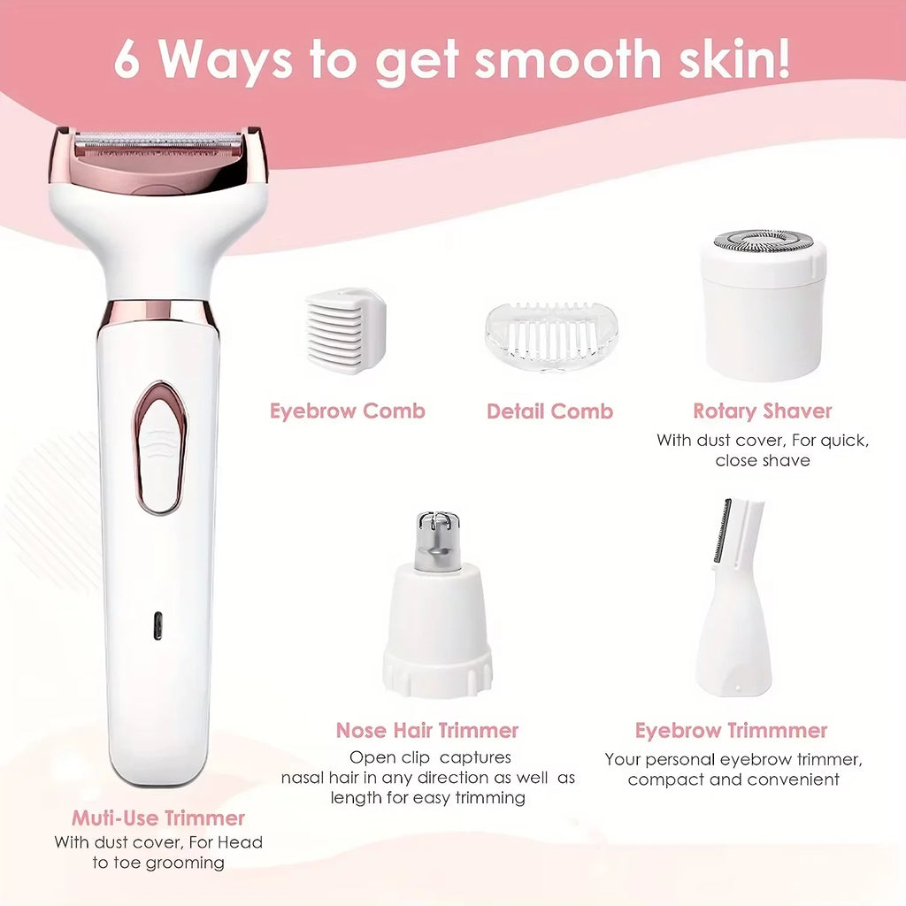 HOMEFISH 4‑in‑1 Cordless Women's Shaver, Epilator & Trimmer
