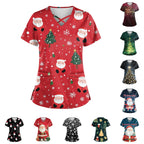 Women's Christmas-Print Scrub Top — Nurse Surgical