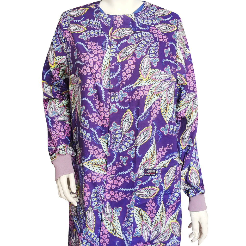 Women's 100% Cotton Scrub Jacket — Cartoon Print