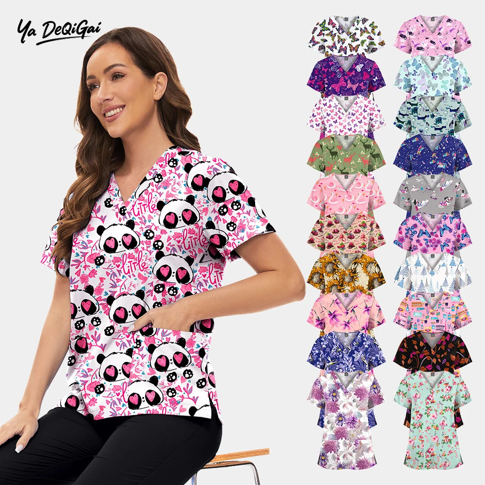 Printed Nursing Scrub Top — Women & Men (Unisex)