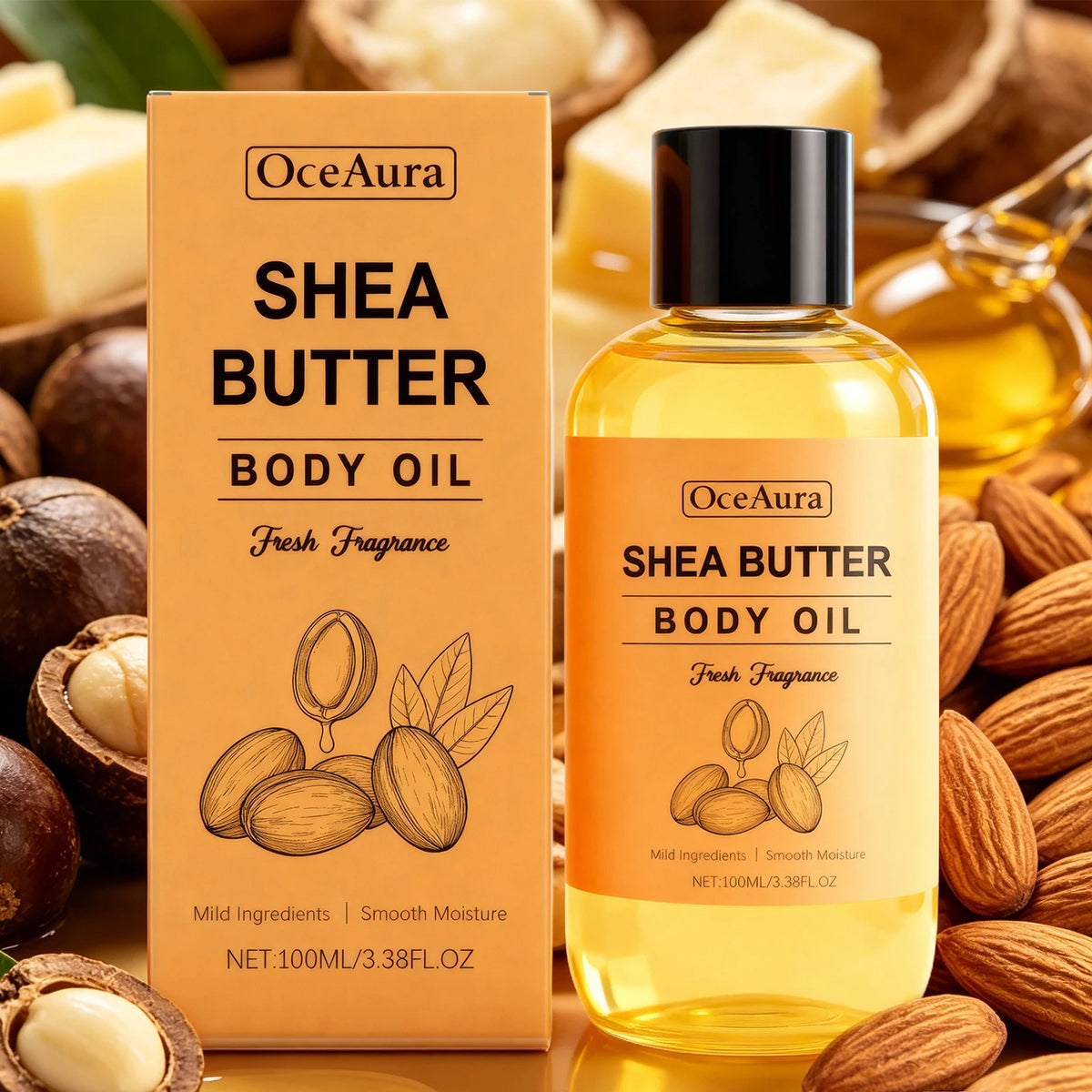 Shea Butter Body Oil — 100ml Nourishing, Fast-Absorbing