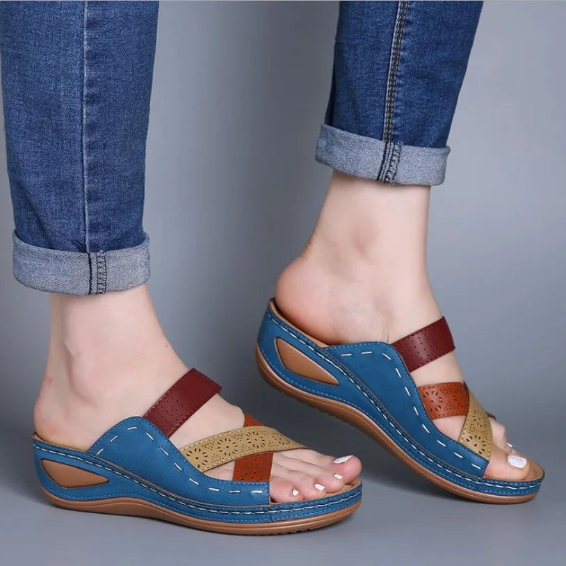 Women's Summer Wedge Open-Toe Work Sandal — Breathable PU