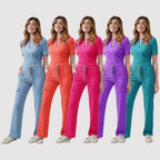 Women's V‑Neck Scrub Set — Cargo Pants with Drawstring