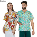 Women's Printed V‑Neck Short‑Sleeve Scrub Top