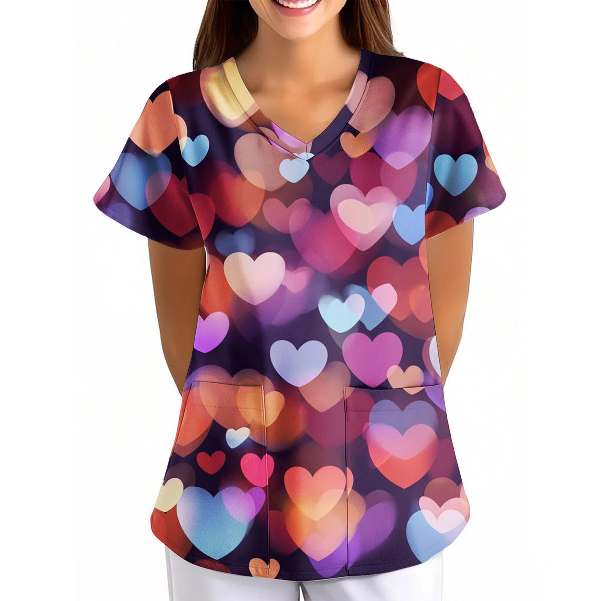 Summer Short-Sleeve Medical Scrub Top — Work Shirt for Nurses & Doctors
