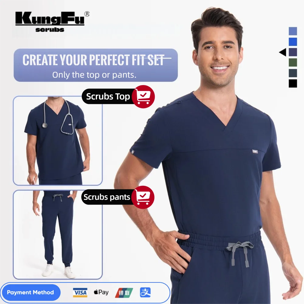 Men's Antibacterial 4‑Way Stretch Medical Scrubs