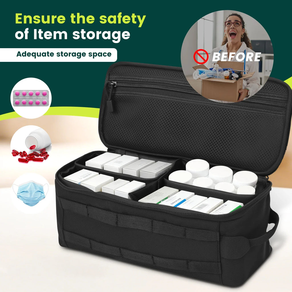 Portable First Aid Organizer Bag — Medical Carry Case