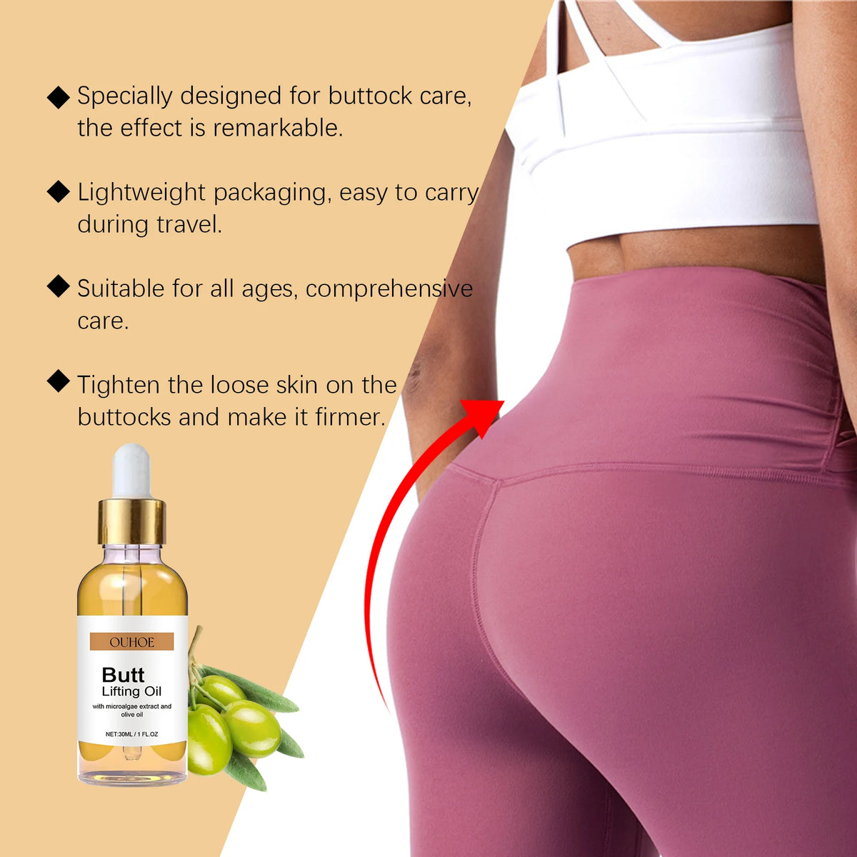 Buttock Massage & Nourishing Lifting Body Oil for Buttocks