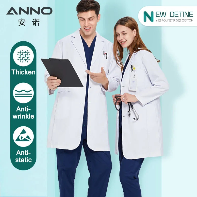 Anti-Static White Lab Coat — Calvary Twill, S–4XL