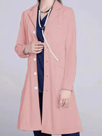 Women's Pink Slim Long Lab Coat — Trench Style