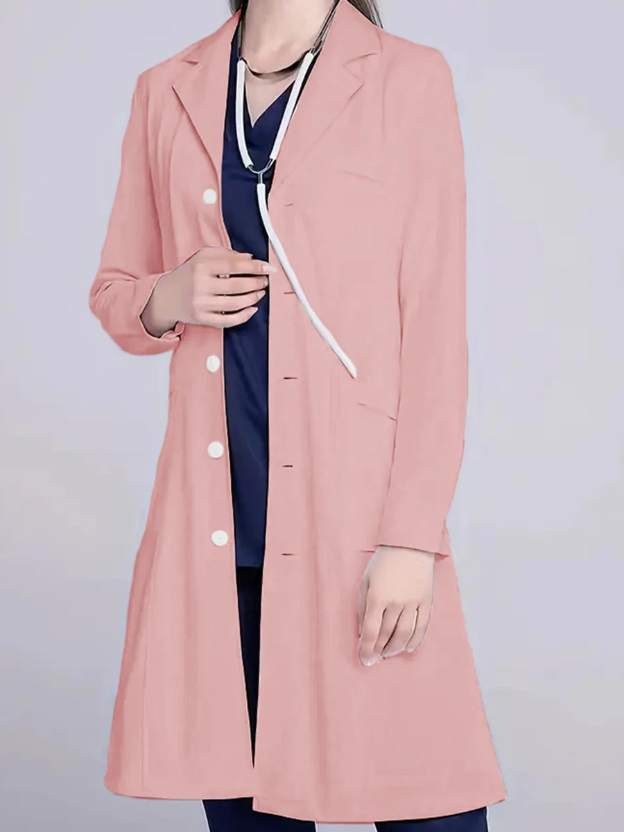 Women's Pink Slim Long Lab Coat — Trench Style