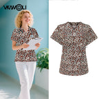 Leopard-Print Scrub Top — Fun Printed Medical Shirt