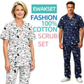 Dogs Print Pure-Cotton Scrub Set — Soft Animal-Pattern Nursing Uniform