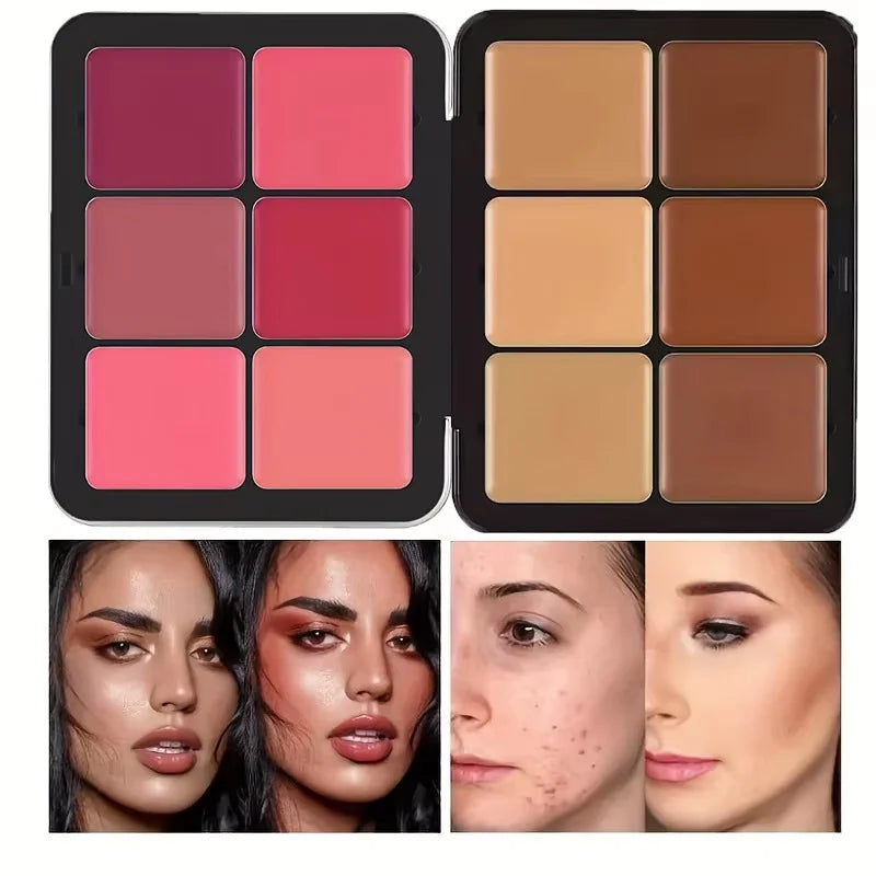 12-Color Concealer & Blush Palette — Matte + Highlight