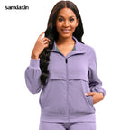 Long-Sleeve Twill Scrub Jacket — Clinical Coat