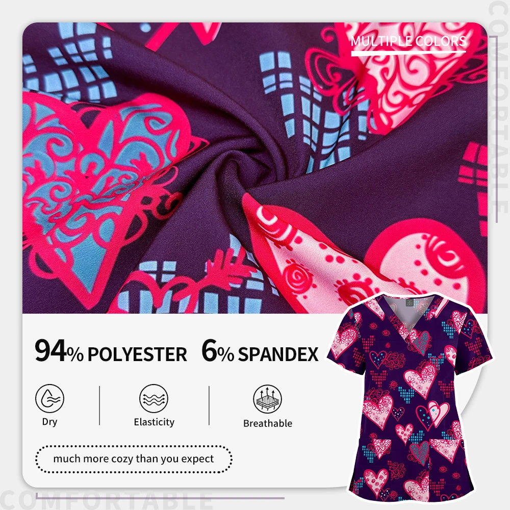Printed Nursing Scrub Top — Women & Men (Unisex)